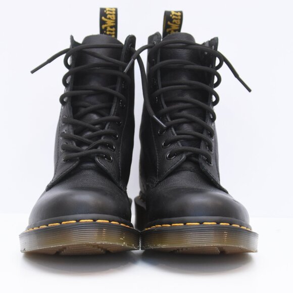 Dr. Martens Black Combat Boots Pascal Virginia Leather Lace Up Women Sz 7 US - Picture 5 of 15